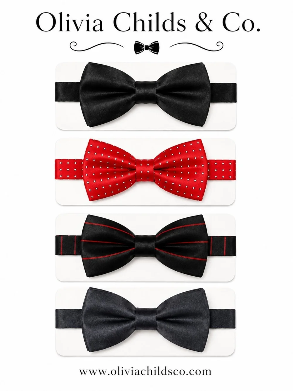 New w/o Tags- Infant Tddler Boys Bow Tie Set - Black, Red, Burgundy, Navy